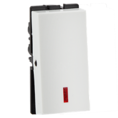 Havells 10A X Polycarbonate White 1 Way Switch with Indicator, AHFSXIW101