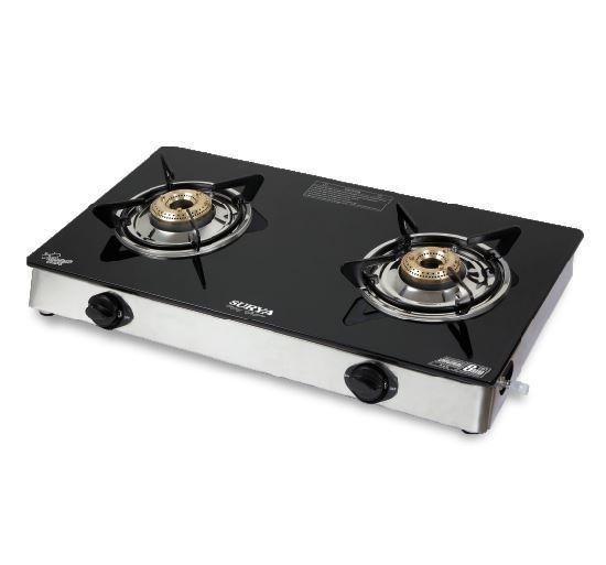 Buy Surya Crystal 2b Stainless Steel 2 Burner Glass Cooktop Online